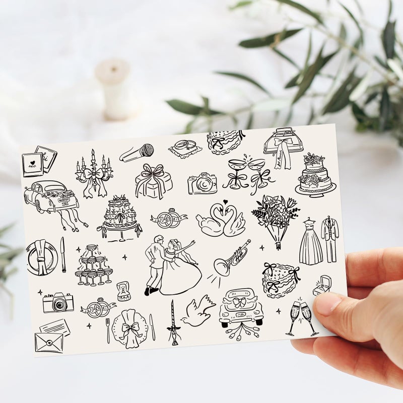 Whaline 24 Pack Wedding Cards Black Bride Groom Flower Greeting Note Cards Boxed Invitation Card with Envelope Sticker for Engagement Bridal Shower - Image 5